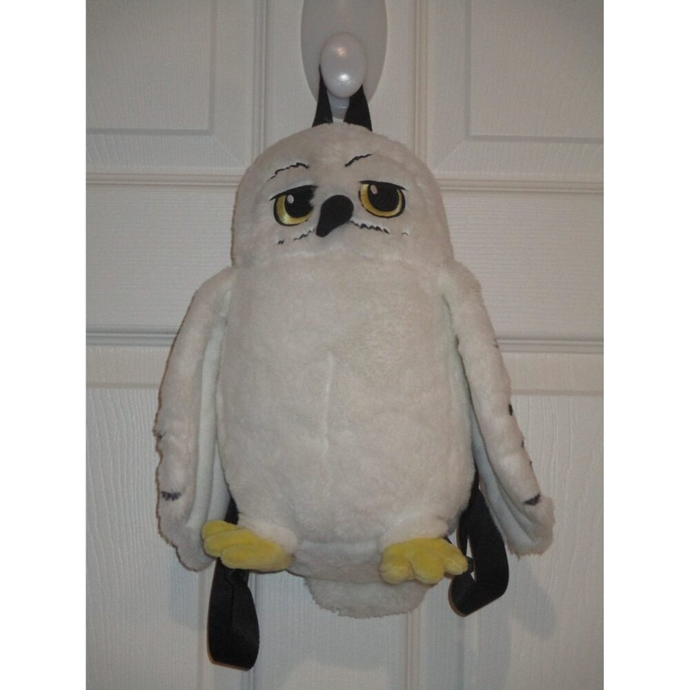 Harry Potter Hedwig White Black Owl Speckled  Zipper 12” Plush Kids Backpack